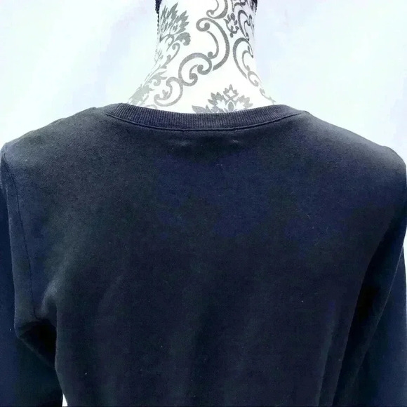 HALOGEN Black Cotton Crew Neck Ruffle Sweatshirt Size SP - Picture 7 of 8